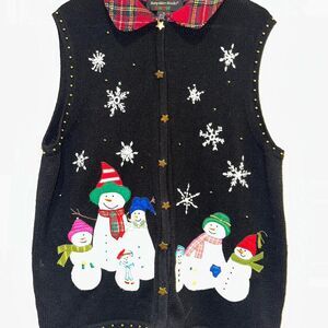 Vintage Hampshire Studio SNOWman Winter Christmas vest. 1X